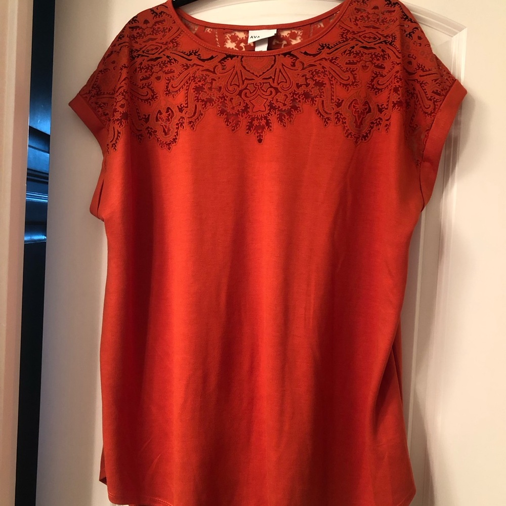 Ava&Viv blouse orange lace